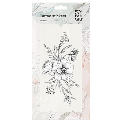 Наклейка-тату MESHU, «Flowers», 9×19см, 3 листа, инд. уп., европодвес
