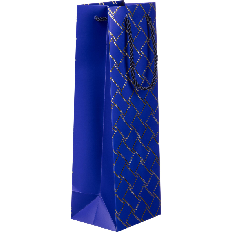 Пакет подарочный с мат. лам.12×35x10см(Bottle)Изысканный, чёрн,210г ППК-4504