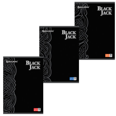 превью Тетрадь 96 л., А4, BRAUBERG, клетка, выборочный лак, "Black Jack", 3 вида