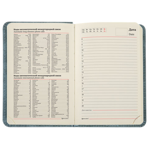 Ежедневник недатированный МАЛЫЙ 100×150 мм А6 BRAUBERG «Status», под кожу, 160 л., серо-голубой