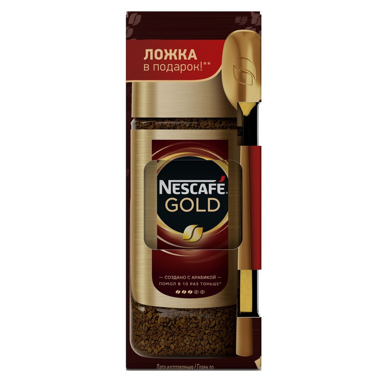 превью Кофе растворимый Nescafe Gold 95 г (стекло) + ложка (промоупаковка)