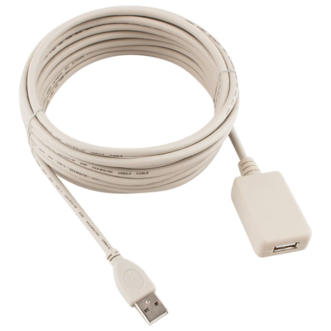 Кабель-удлинитель USB 2.0, 4.8 м, CABLEXPERT, AM-AF, для подключения периферии, активный