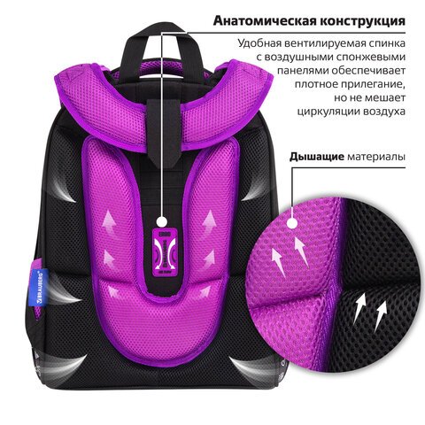 Ранец BRAUBERG PREMIUM, 2 отделения, с брелоком, «Anime movie», 38×29х16 см