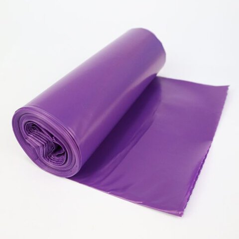 Мешки для мусора 60 л, фиолетовые, в рулоне, 10 шт., ПВД 22 мкм, 60×70 см, шоубокс, Rubber Flex, Avikomp