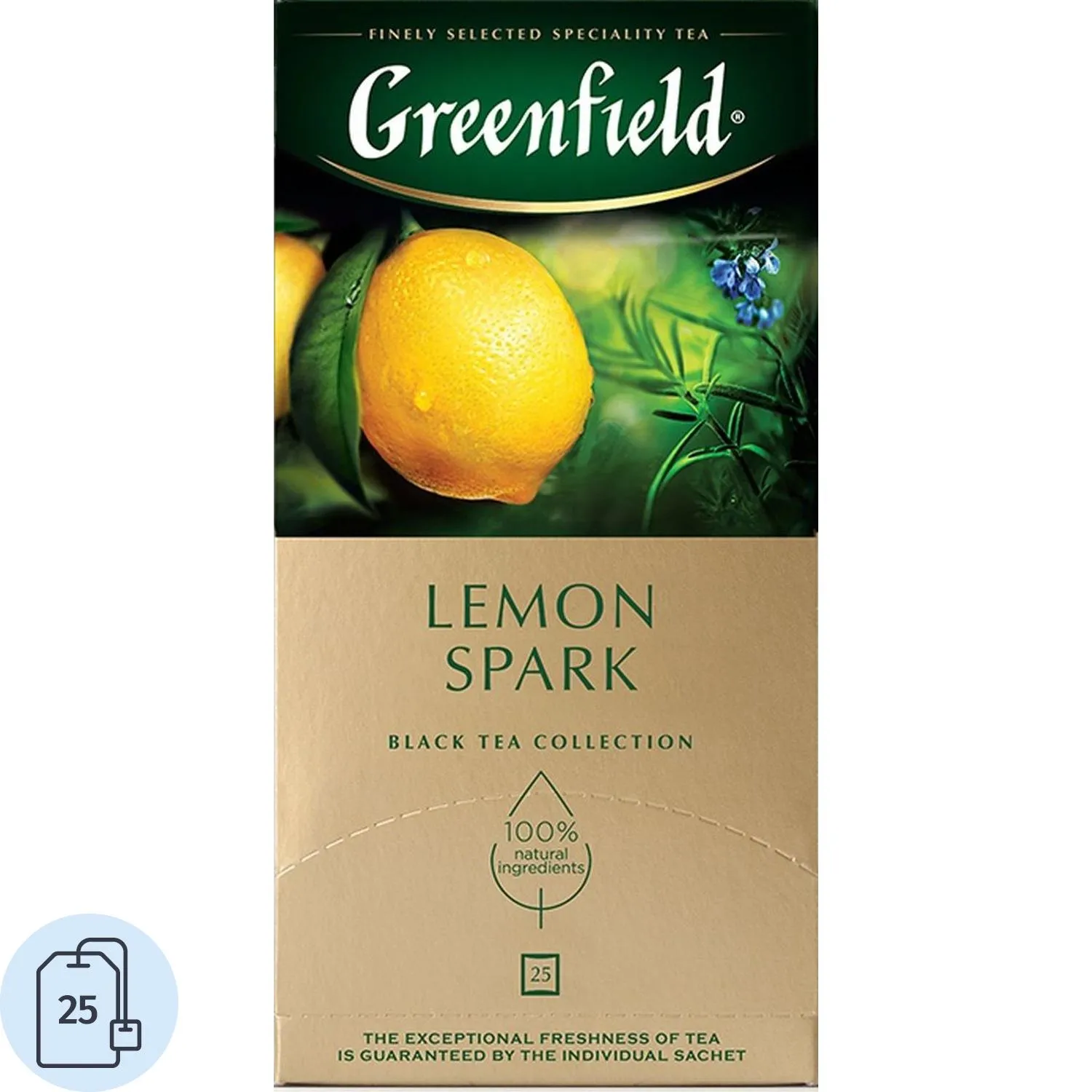 Чай чёрный Greenfield Lemon Spark 25 пакетиков (лимон, розмарин)