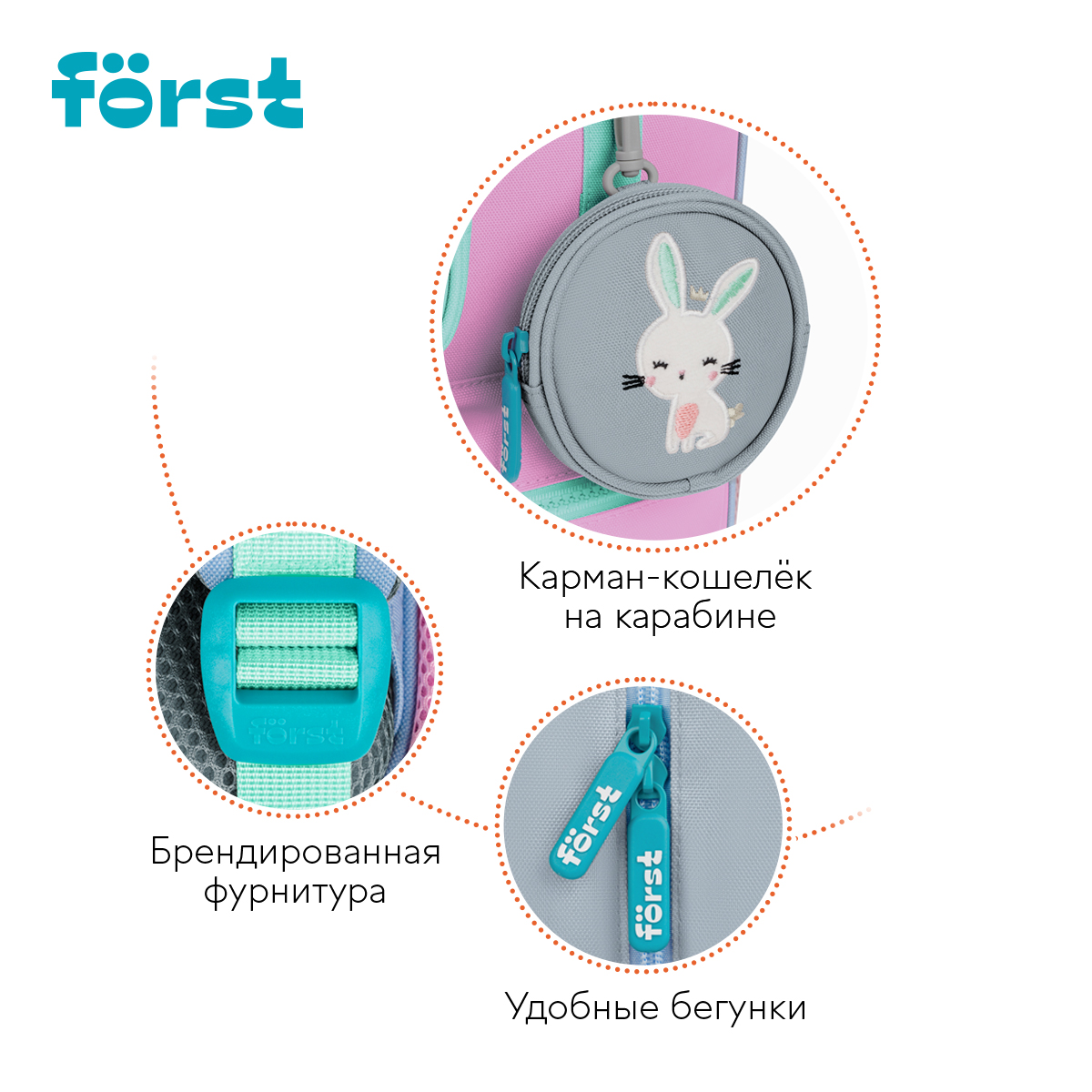 Рюкзак Först F-Kids «Enjoy! » 30.5×25.5×12см, 1 отделение, 5 карманов, эргономичная спинка