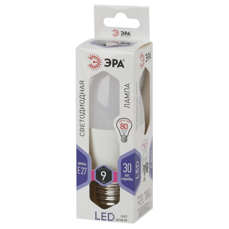 Лампа светодиодная ЭРА STD LED B35-9W-860-E27 E27 / Е27 9Вт холодный свeт