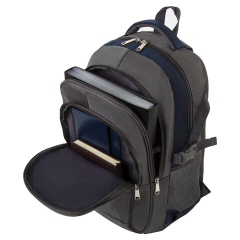 Рюкзак BRAUBERG «MainStream 2», 35 л, размер 45×32×19 см, ткань, серо-синий