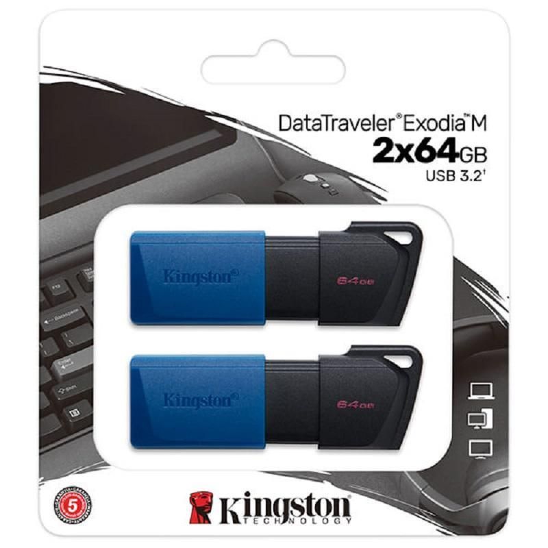 Флеш-память USB 3.2 Gen 1 64 ГБ Kingston DataTraveler Exodia M (DTXM/64GB-2P) 2 штуки в упаковке