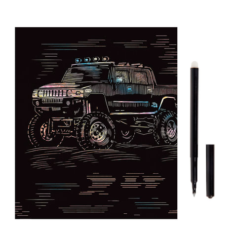 Гравюра с эффектом голографии «Hummer (Хаммер)», 18×24 см, основа, штихель, LORI