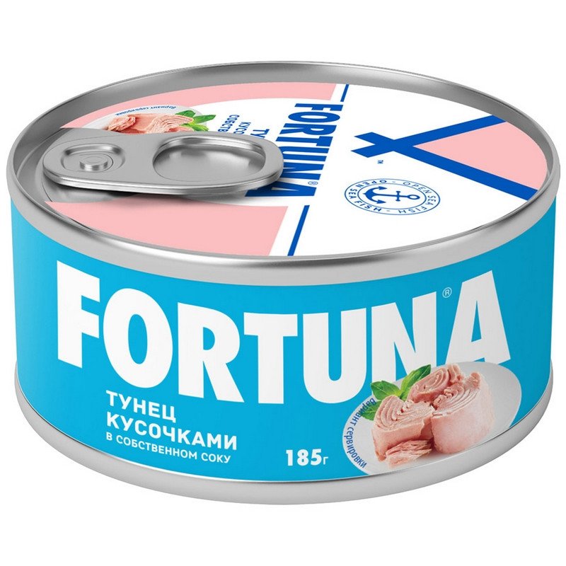 превью Тунец Fortuna кусочками в собственном соку 185 г