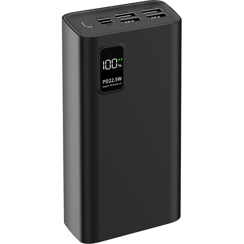 Внешний аккумулятор PERO PB07 30000 mAh, Li-Pol, output USB-C + 4USB-A, черный