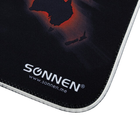 Коврик для мыши игровой с подсветкой SONNEN «LIGHTING», резина+ткань, 350×270х4 мм, чёрный