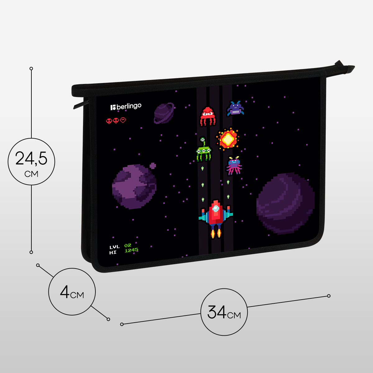 Папка для тетрадей 1 отделение, А4 Berlingo «Space Battle», 340×245×40 мм, пластик, на молнии