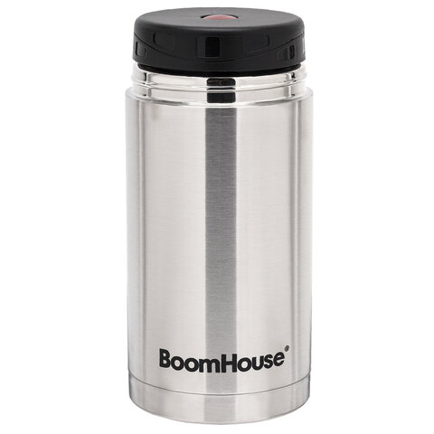 Термос 1 л для еды/напитков с широким горлом, BOOMHOUSE (БУМХАУС) WIDE, нержавеющая сталь SUS304, серебристый