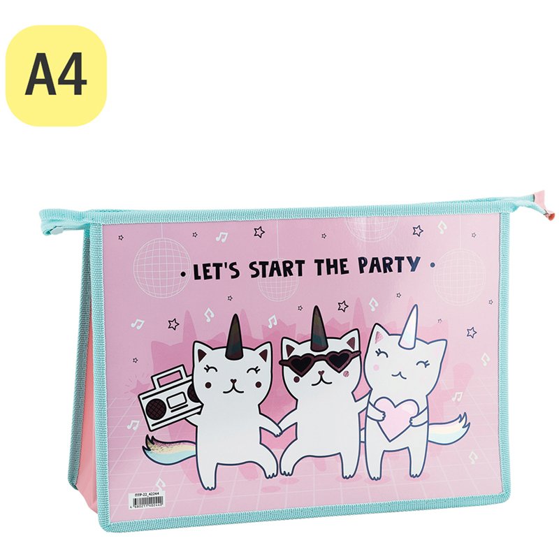 Папка для тетрадей 2 отделения А4 ArtSpace «Party», пластик, фольга, на молнии