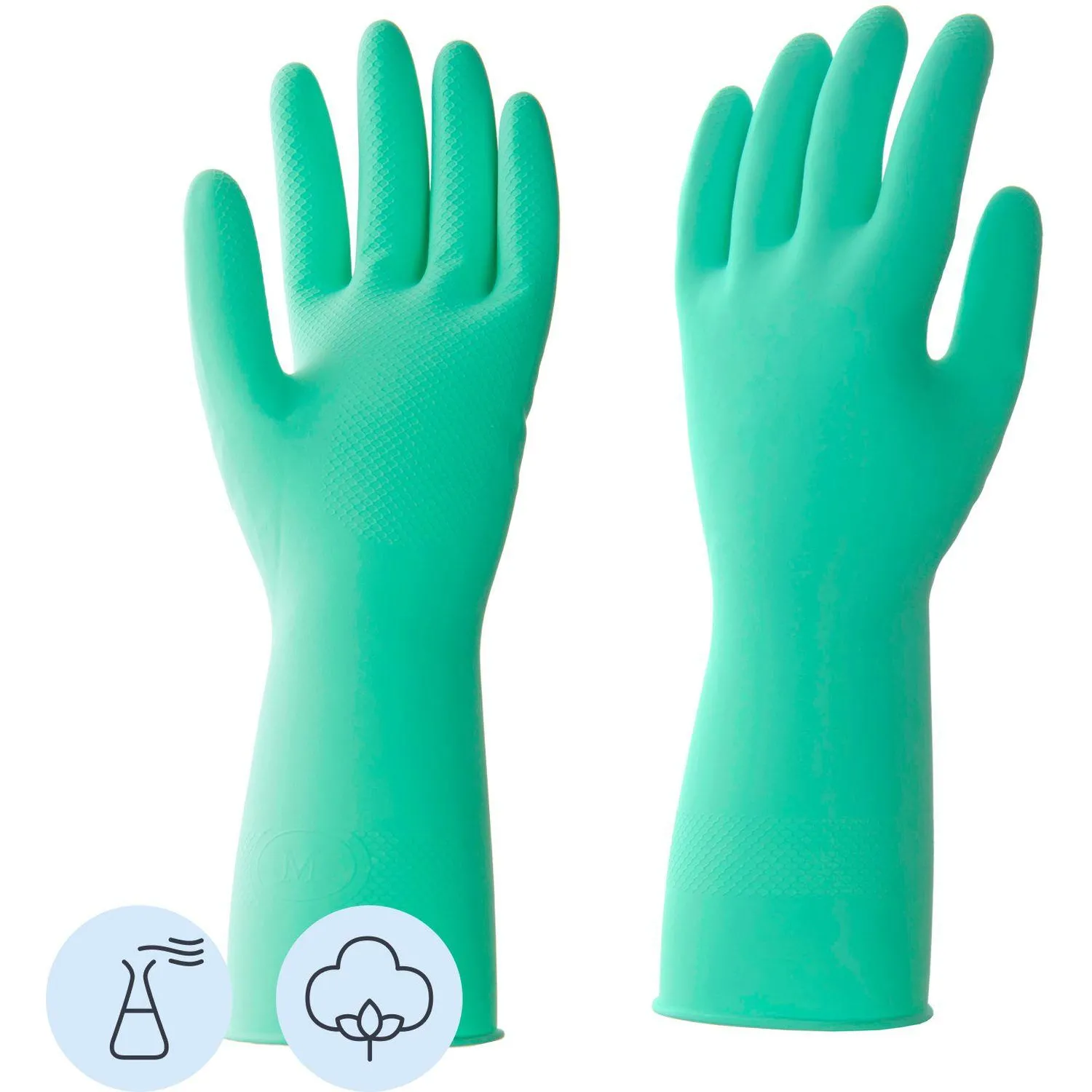 Перчатки КЩС латексные Hq Profiline с хлопковым напылением зеленые (размер 9, L, 73586/77762)