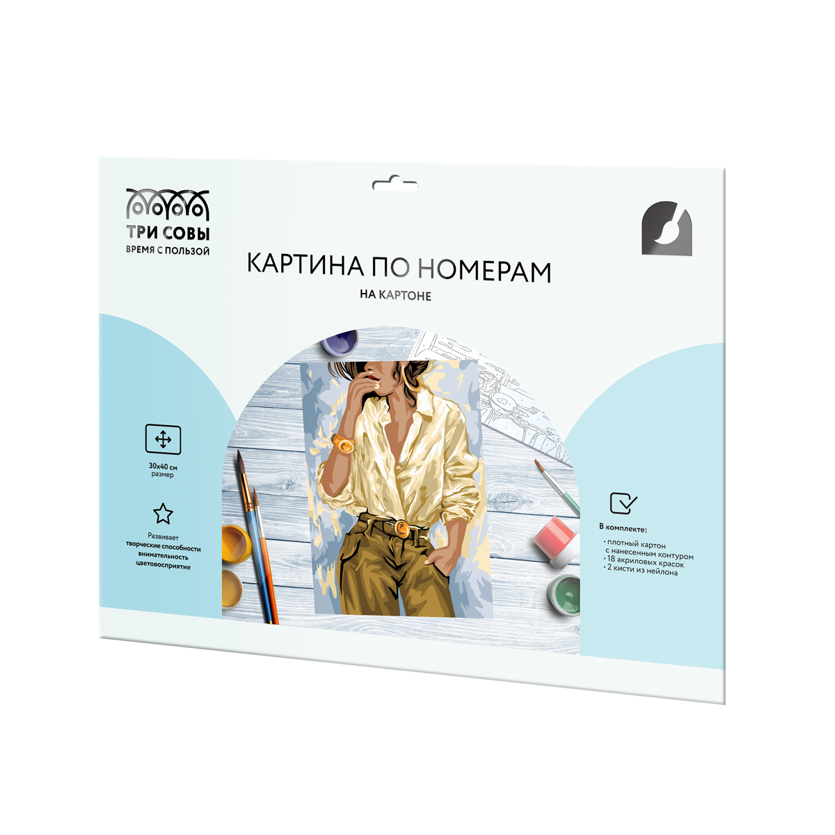Картина по номерам на картоне ТРИ СОВЫ «Стильные детали», 30×40, с акриловыми красками и кистями