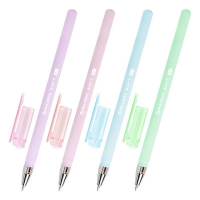 Ручка шариковая BRAUBERG «SOFT PASTEL», СИНЯЯ, корпус ассорти, узел 0.7 мм, линия 0.35 мм