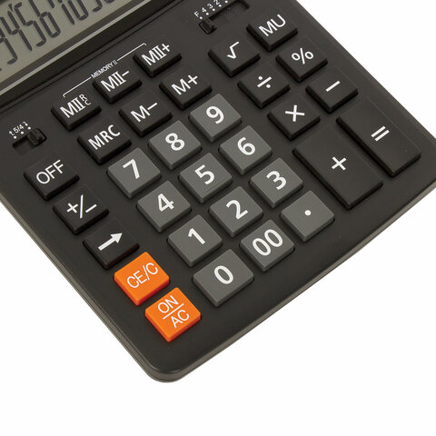 Калькулятор настольный BRAUBERG EXTRA-16-BK (206×155 мм), 16 разрядов, двойное питание, ЧЕРНЫЙ