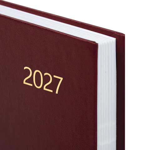 Ежедневник датированный 2027 145×215 мм, А5, STAFF, обложка бумвинил, бордовый