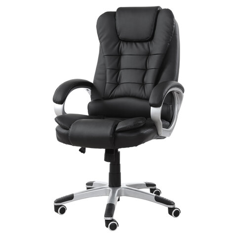 Кресло офисное BRABIX «Comfort MS-003»6 массажных модулейэкокожачерное532521