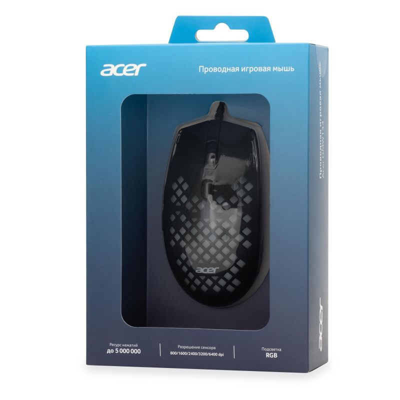 Мышь компьютерная Acer OMW134 черный (800-6400dpi) USB (6кн) (ZL. MCEEE.018)