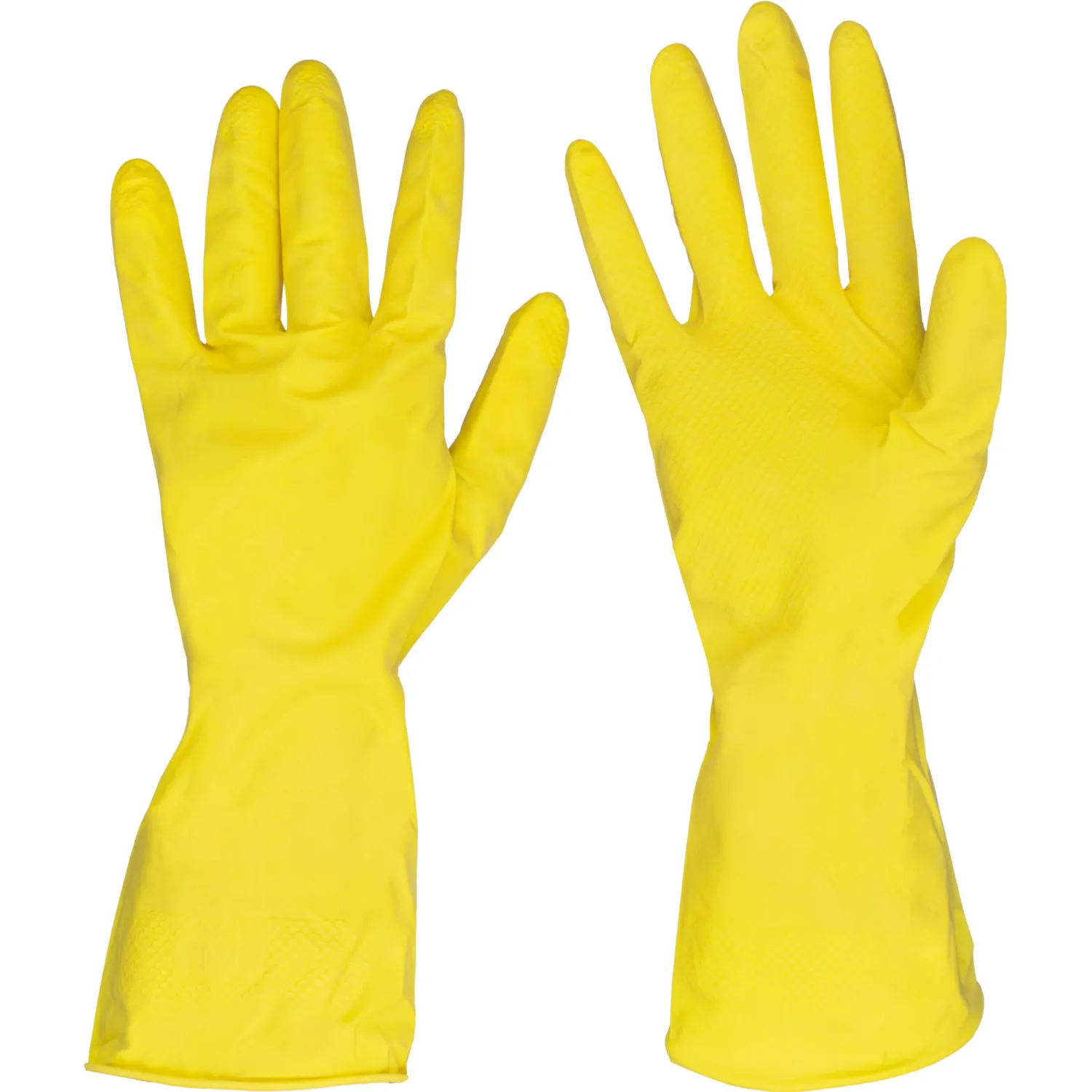 Перчатки Luscan резиновые латекс хлопковое напыление желтые р M (5 пар/уп)