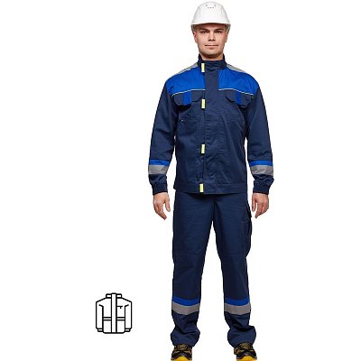 Куртка рабочая летняя мужская л24-КУ с СОП синий/васильковый (размер 44-46, рост 182-188)