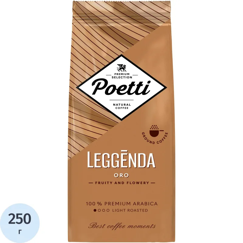 Кофе молотый Poetti Leggenda Oro 250 г (пакет)