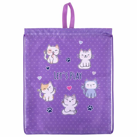 Мешок для обуви BRAUBERG KIDS, с петлей, 42×34 см, «Playing kittens»