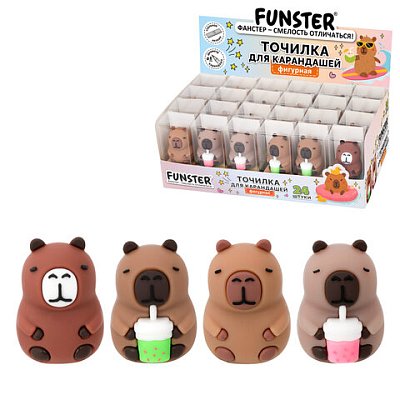 Точилка фигурная FUNSTER (ФАНСТЕР) «Капибара», 1 отверстие, ассорти, в дисплее
