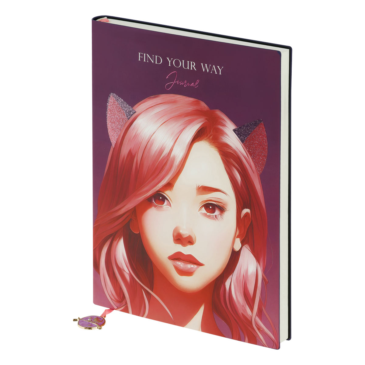 Ежедневник недатированный A5, 136л., кожзам, MESHU «Find your way. Pink», тон. блок, закладка-ляссе с подвеской