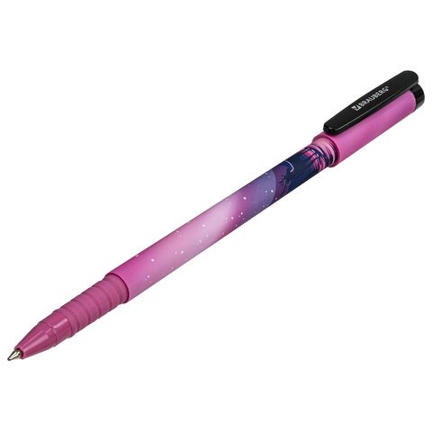 Ручка шариковая BRAUBERG SOFT TOUCH GRIP «STARS», СИНЯЯ, мягкое покрытие, узел 0.7 мм