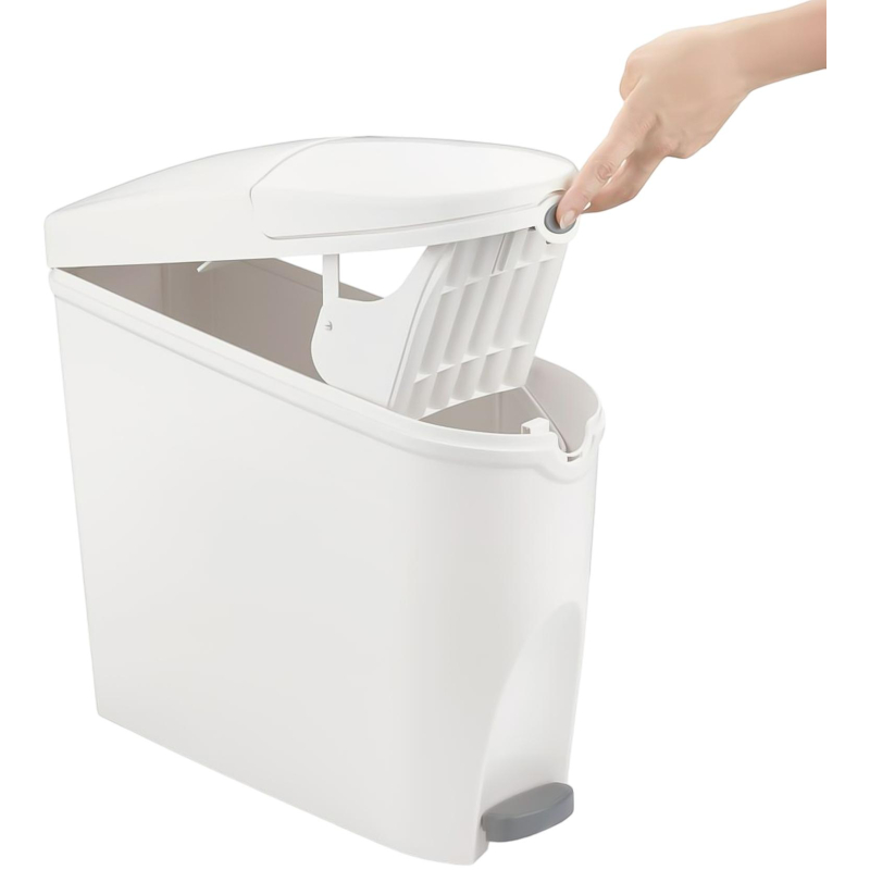 Ведро мусорное с педалью Luscan Slim 20 л, белое, пластик