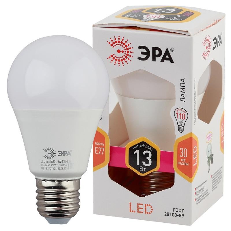 Лампа ЭРА LED smd A60/65-13W-827-E27 (6/30/990)