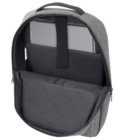 Рюкзак HEIKKI PANEL (ХЕЙКИ), отделение для ноутбука, USB-порт, серый, 44×30x13 см