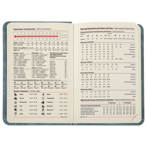 Ежедневник недатированный МАЛЫЙ 100×150 мм А6 BRAUBERG «Status», под кожу, 160 л., серо-голубой