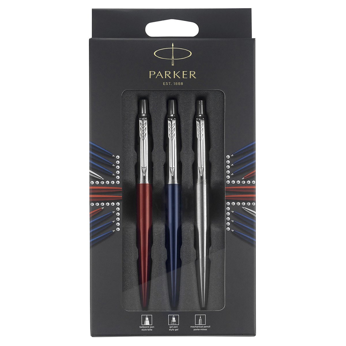 превью Набор Parker «Jotter London Trio»: шариковая ручка + гелевая ручка + механический карандаш, подарочная упаковка, европодвес