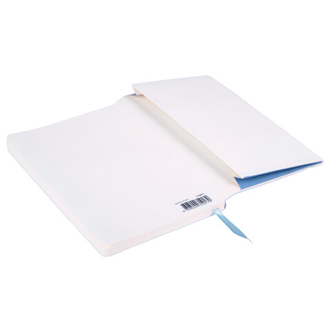 Блокнот А5 (130×210 мм), BRAUBERG ULTRA, под кожу, 80 г/м2, 96 л., клетка, голубой