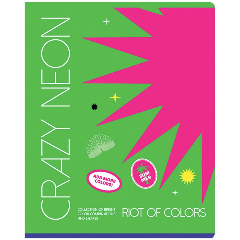Тетрадь 48л., А5, клетка BG «Crazy neon», неоновая краска