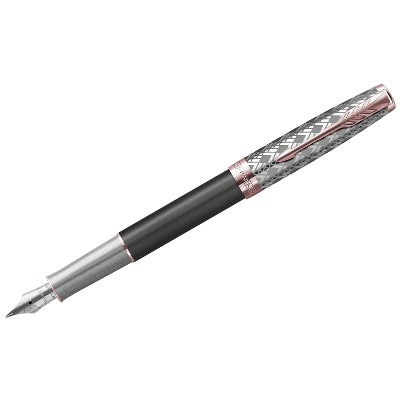 превью Ручка перьевая Parker «Sonnet Metal & Grey Lacquer GT» черная, 0.8мм, подарочная упаковка