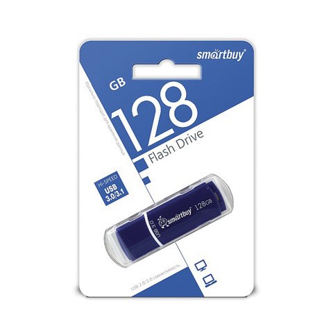 Флэш-диск 128 GB, SMARTBUY Crown, USB 3.0, синий