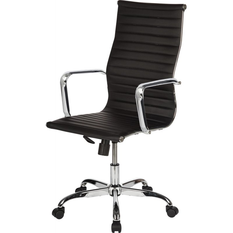 Кресло для руководителя Easy Chair 711 TPU черное (искуственная кожа/хромированный метал)