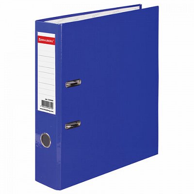 Папка-регистратор BRAUBERG, ламинированная, 80 мм, синяя