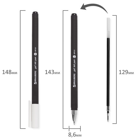 Ручка гелевая BRAUBERG «Matt Gel», ЧЕРНАЯ, корпус soft-touch, узел 0.5 мм, линия 0.35 мм
