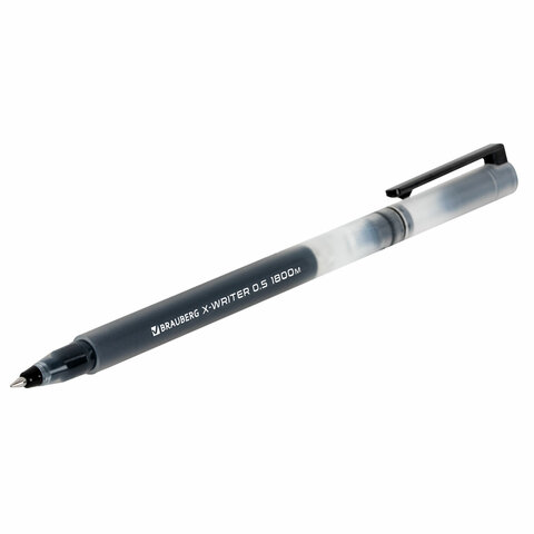 Ручки гелевые BRAUBERG X-WRITER 1800, УВЕЛИЧЕННАЯ ДЛИНА ПИСЬМА 1 800 м, ЧЕРНЫЕ, НАБОР 4 ШТУКИ, стандартный узел 0.5 мм