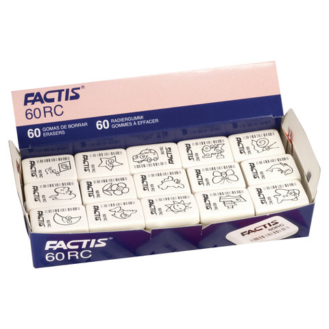Резинка стирательная FACTIS 60 RC (Испания), прямоугольная, 32×24×7 мм, мягкая, синтетический каучук
