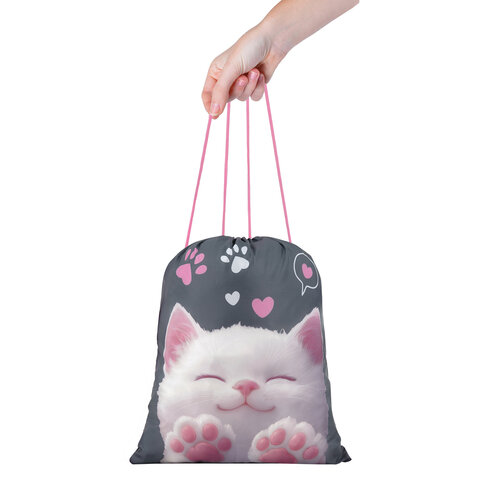 Мешок для обуви BRAUBERG KIDS, с петлей, 42×34 см, «Кот-мурлыка»