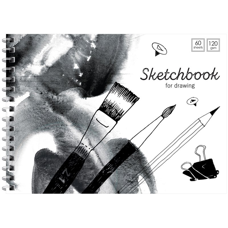 Скетчбук-блокнот 60л. А5 на гребне ArtSpace «Black/white mood», 120г/м2
